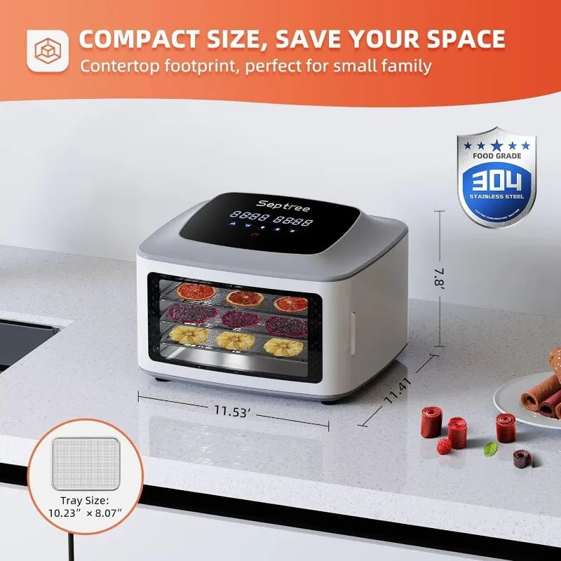 Upgraded 4-Layer Food Dehydrator - 400W Stainless Steel Tray Dryer Machine for Jerky with Deluxe Accessories Kit, 190°F