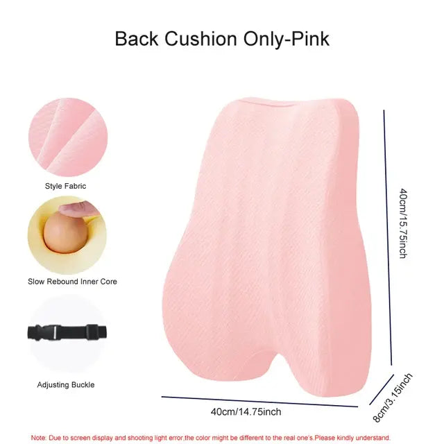 Memory Foam Seat Cushion & Back Support Pillow Set - Orthopedic Ergonomic Comfort