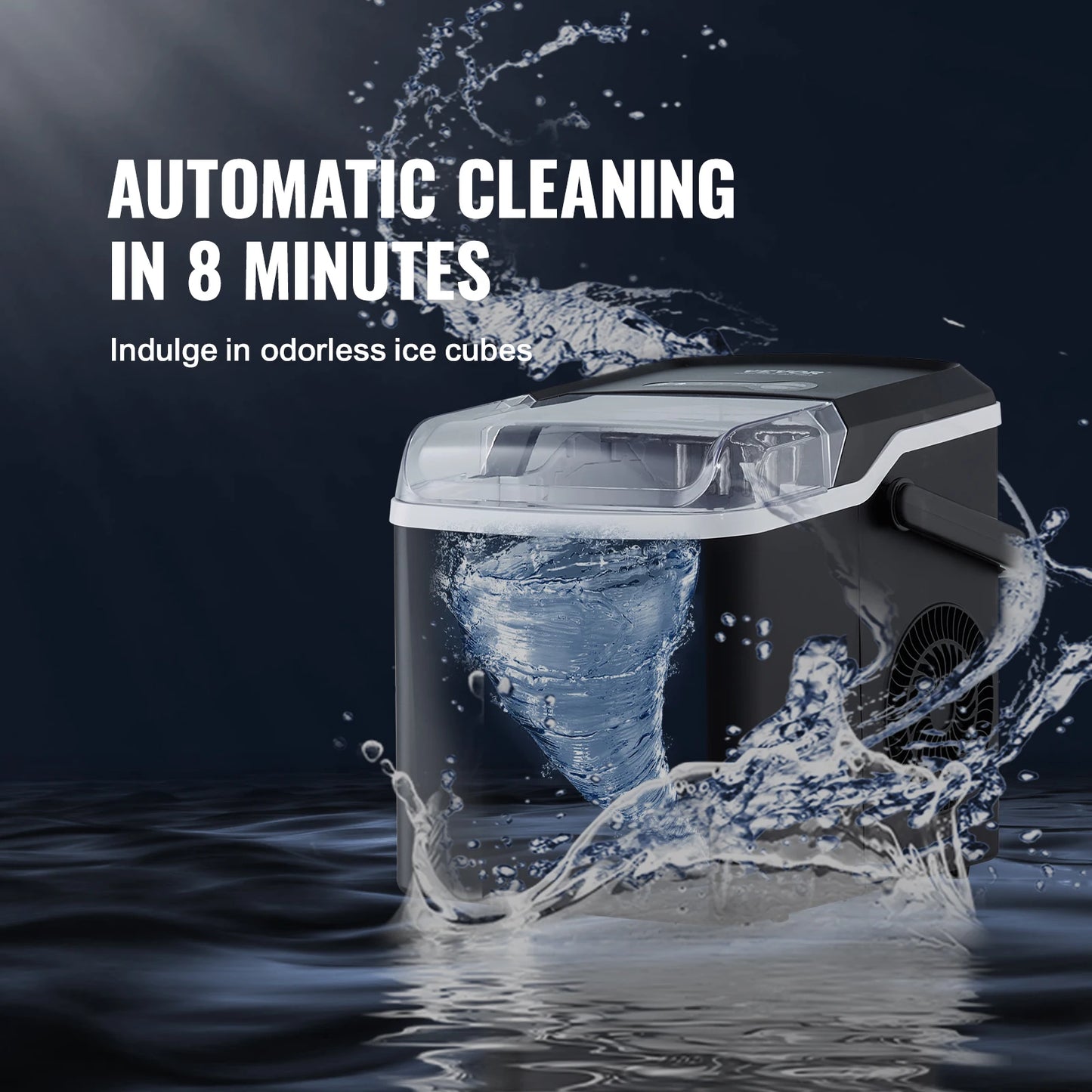 VEVOR Countertop Ice Maker - Self-Cleaning, Portable Ice Machine with Ice Scoop and Basket, Features 2 Sizes of Bullet Ice