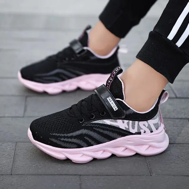 Lace-Up Girls' Breathable Running Shoes - Colorful, Comfortable, and Designed for Active Play