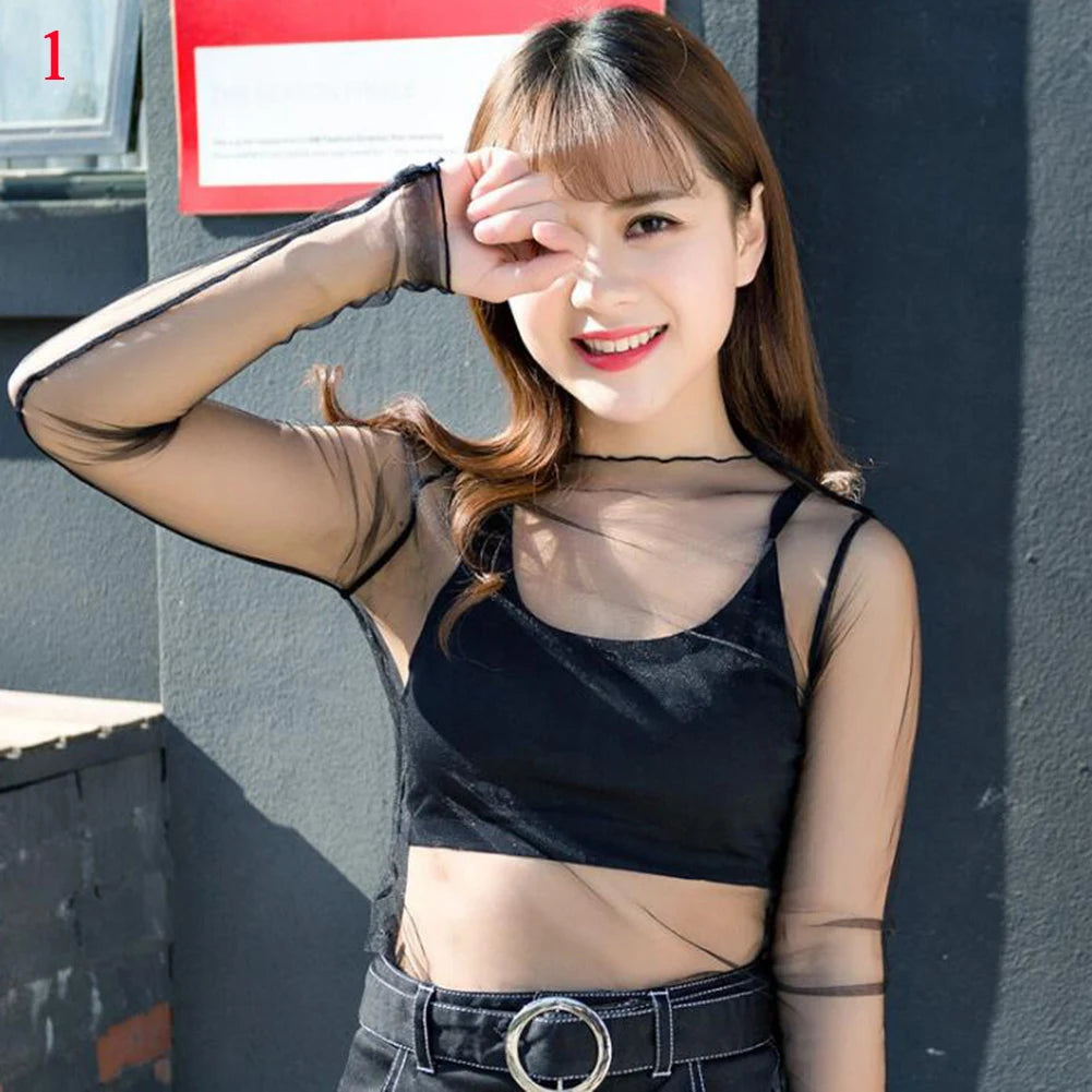 Effortlessly Romantic: Floral Lace T-Shirt with Mesh Accents