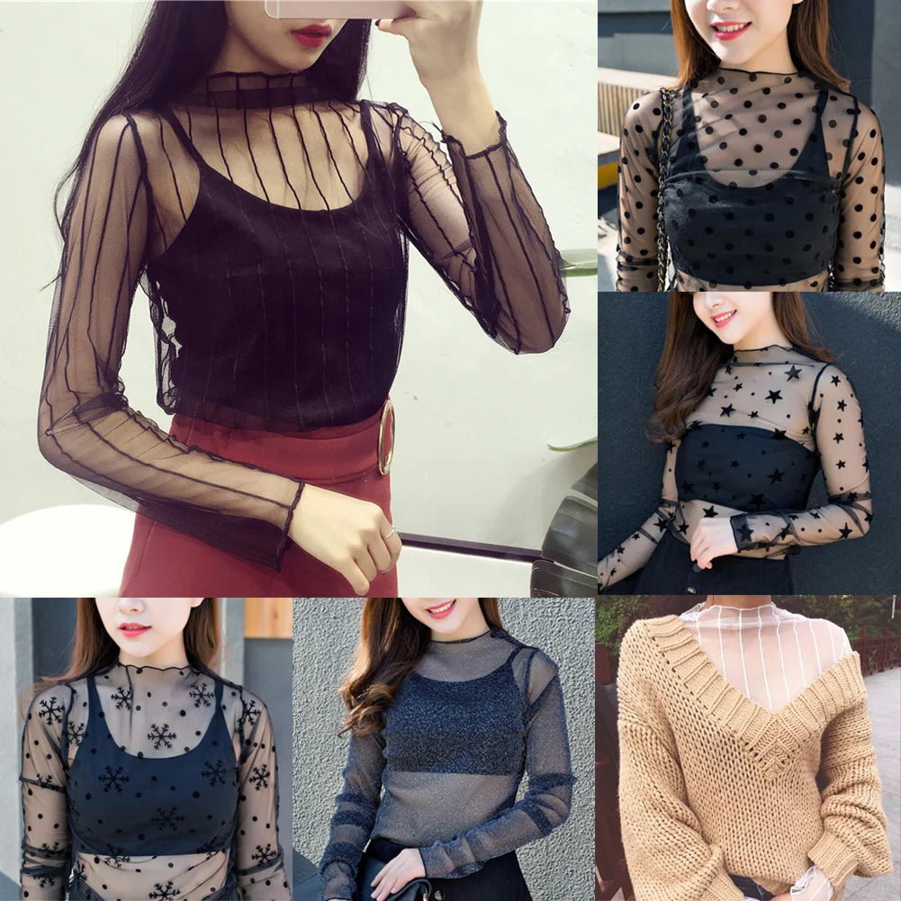 Effortlessly Romantic: Floral Lace T-Shirt with Mesh Accents