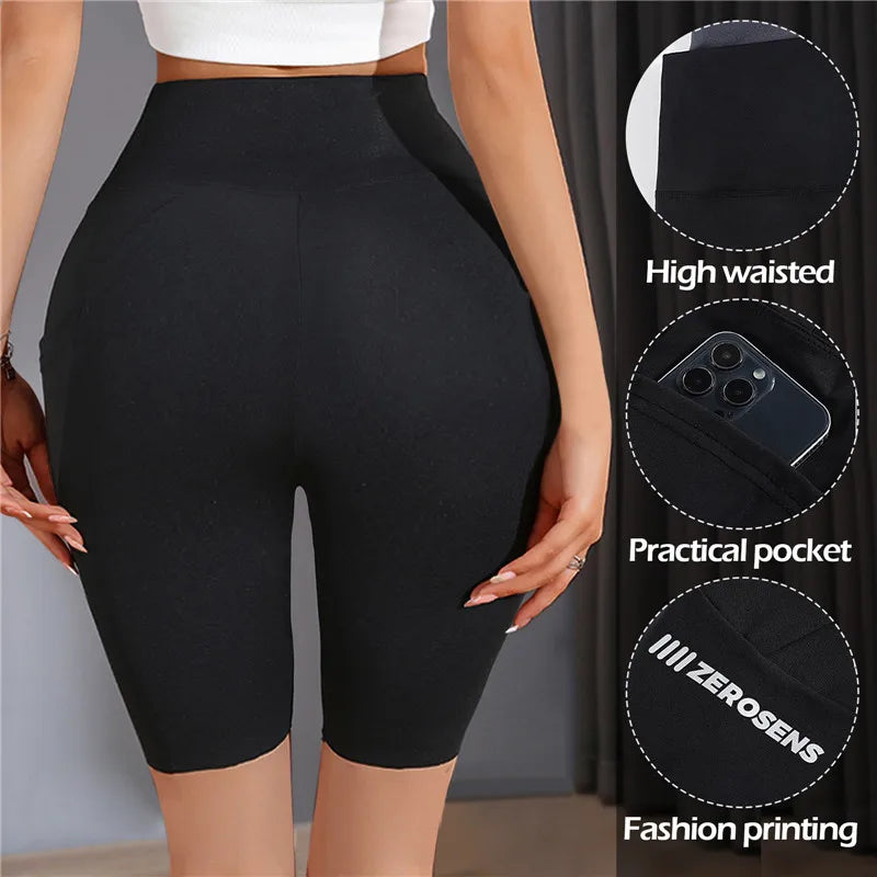 Women's High-Waist Sports Shorts - Fitness Tights for Yoga, Cycling, and Gym