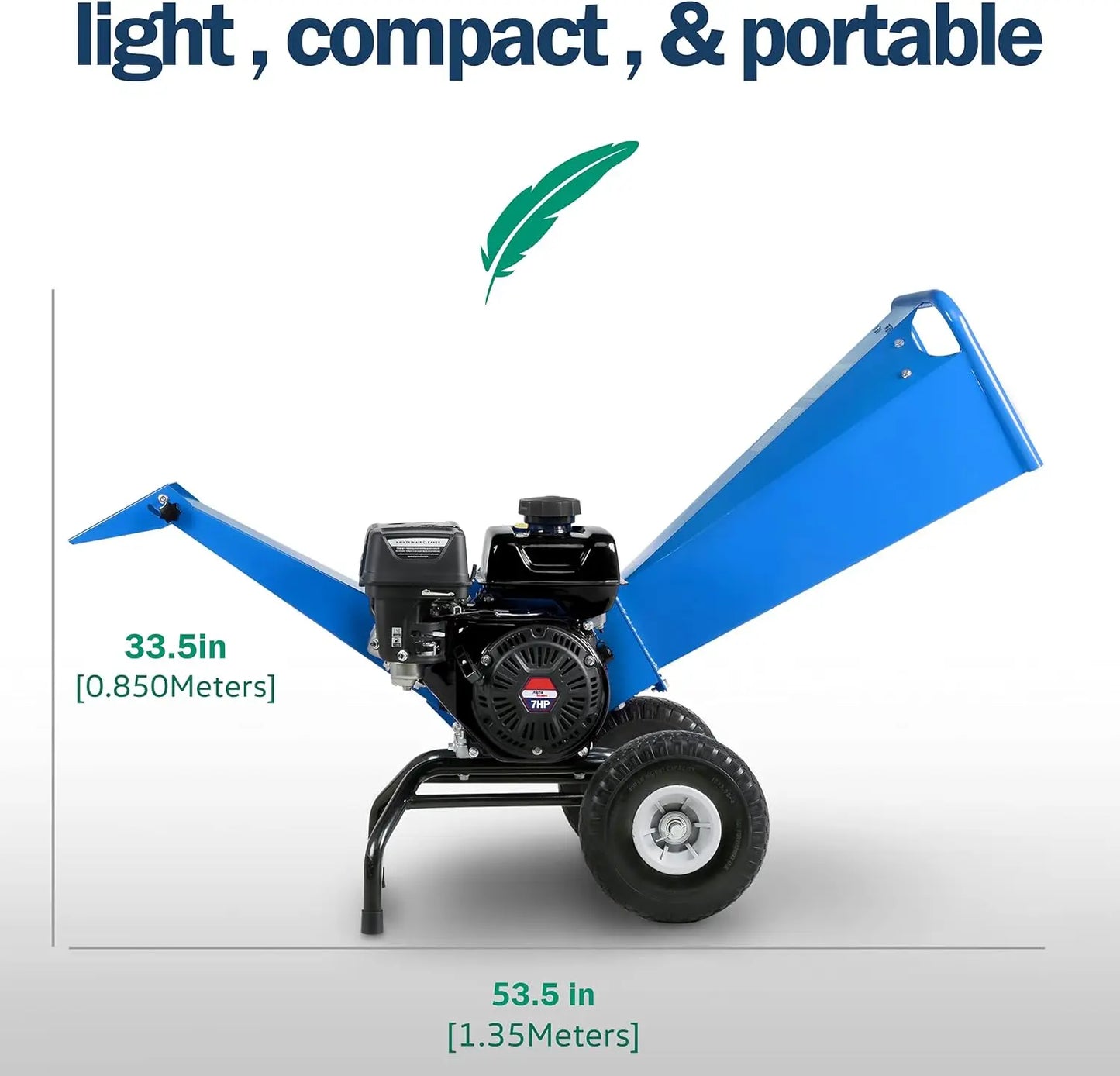 Heavy-Duty Wood Chipper Shredder Mulcher - Compact Rotor Assembly Design, 3-Inch Max Capacity, Gas Powered