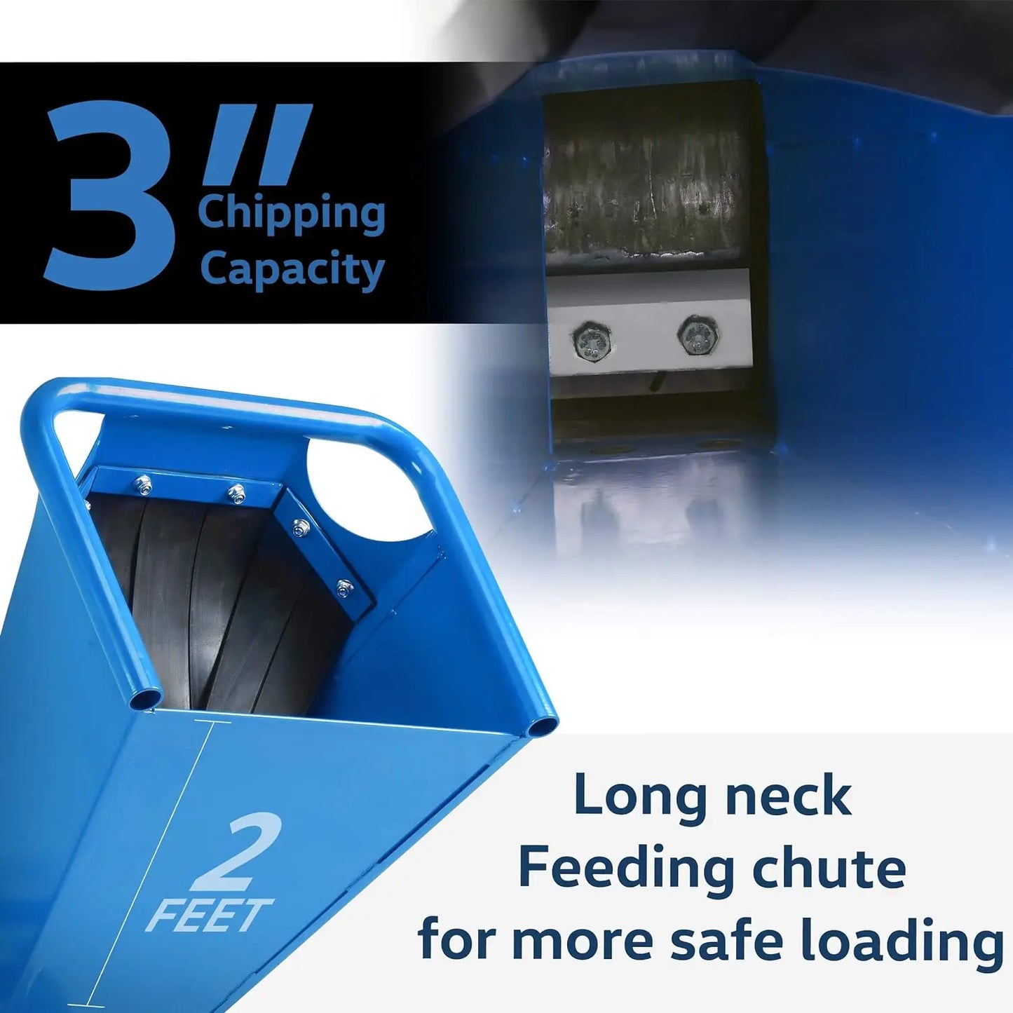 Heavy-Duty Wood Chipper Shredder Mulcher - Compact Rotor Assembly Design, 3-Inch Max Capacity, Gas Powered