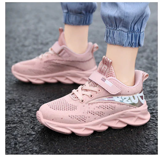 Lace-Up Girls' Breathable Running Shoes - Colorful, Comfortable, and Designed for Active Play