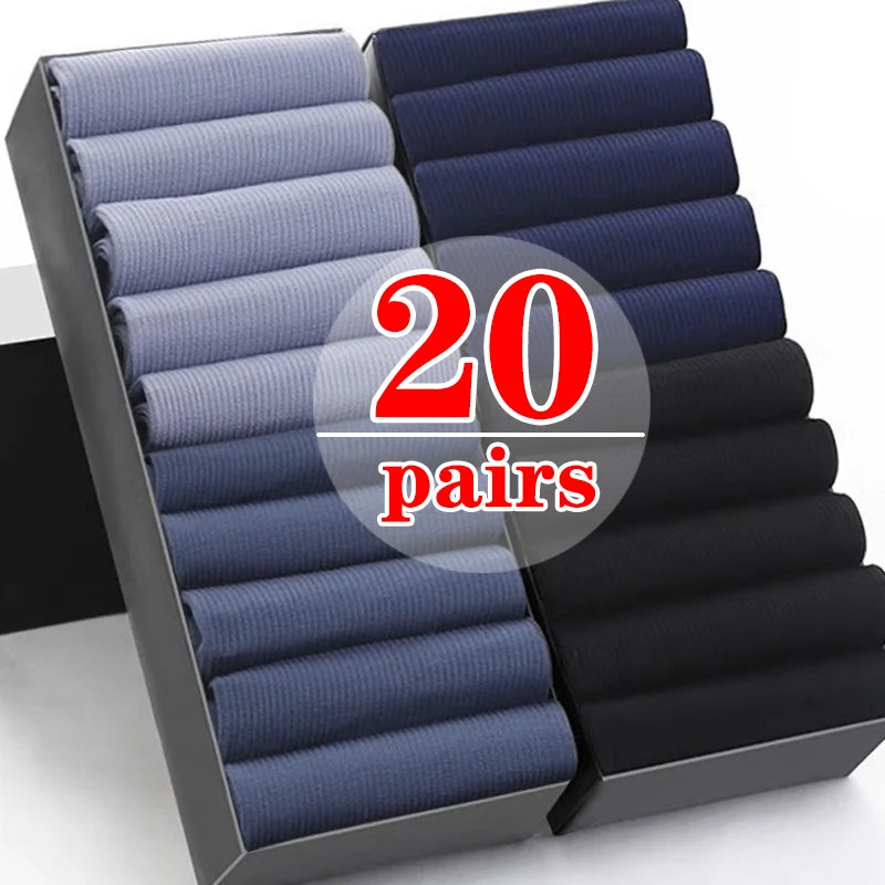 Men's Ultra-Thin Breathable Socks - 40pcs Summer Stripe Ice Silk Cool Socks with Bamboo Fiber
