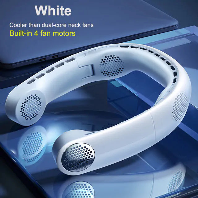 Neck Bladeless Fan - Quiet, Hands-Free Cooling with Long-Lasting Battery