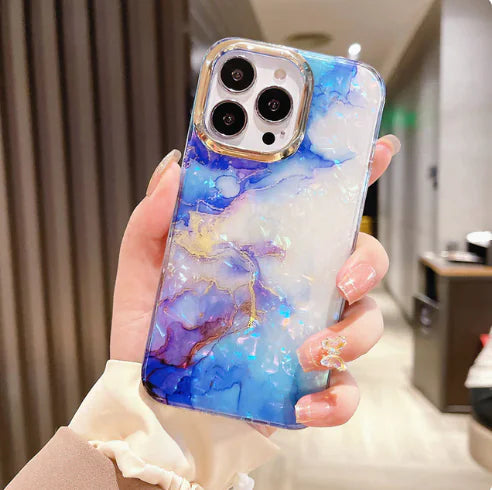 Upgrade Your iPhone with Our Luxe Marble Shell Pattern Case!