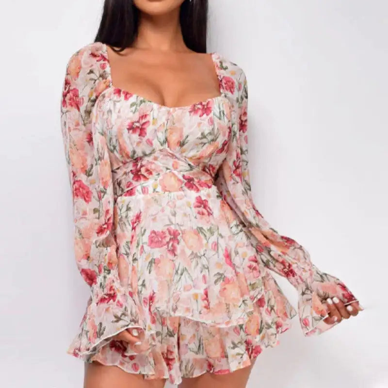 Elevate Your Style with the Chic Square Collar Backless Romper