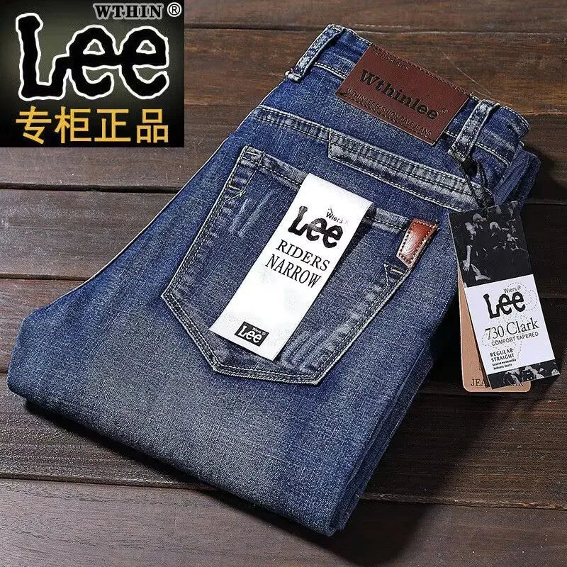 Wthinlee Men's Business Jeans - Casual Straight Stretch Denim Trousers in Classic Blue and Black