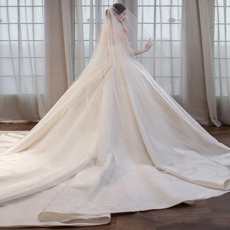 Feel Like Royalty:  Satin Wedding Dress with Elegant Train