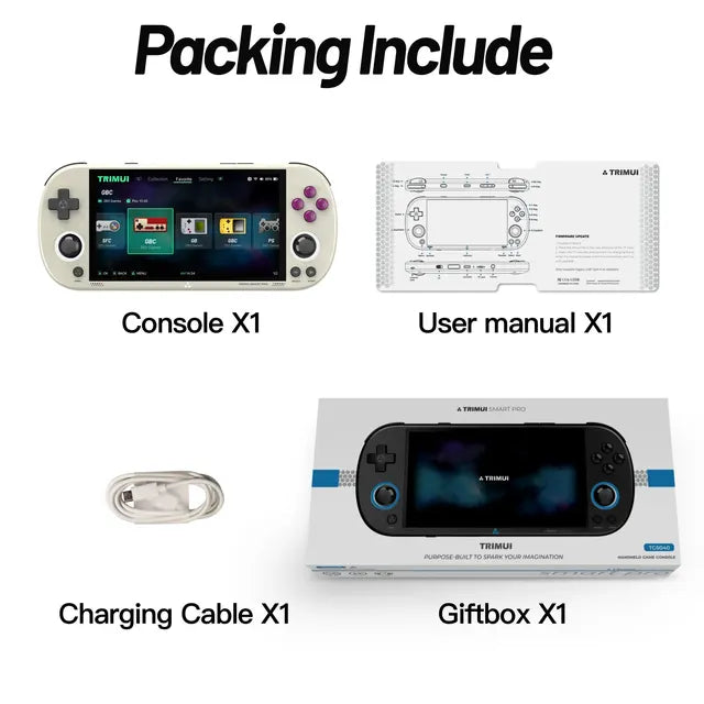 Trimui Smart Pro Handheld Game Console: 4.96'' IPS Screen, Linux System, RGB Lighting Retro Video Player