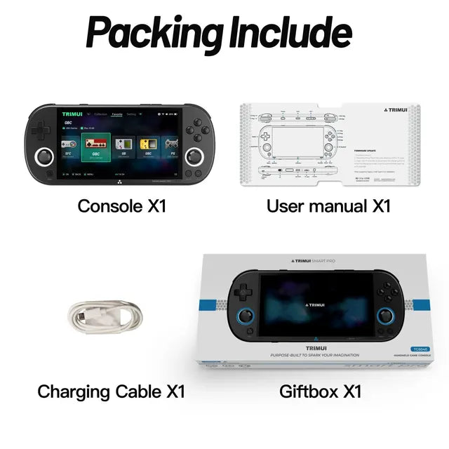 Trimui Smart Pro Handheld Game Console: 4.96'' IPS Screen, Linux System, RGB Lighting Retro Video Player