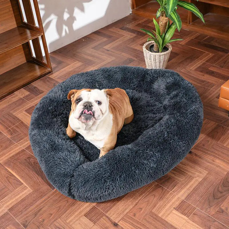 Comfy Calming Dog Bed - Plush Materials, Cozy Design for All Dog Sizes