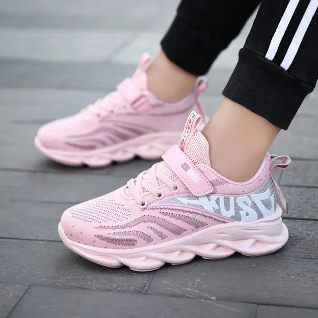 Lace-Up Girls' Breathable Running Shoes - Colorful, Comfortable, and Designed for Active Play