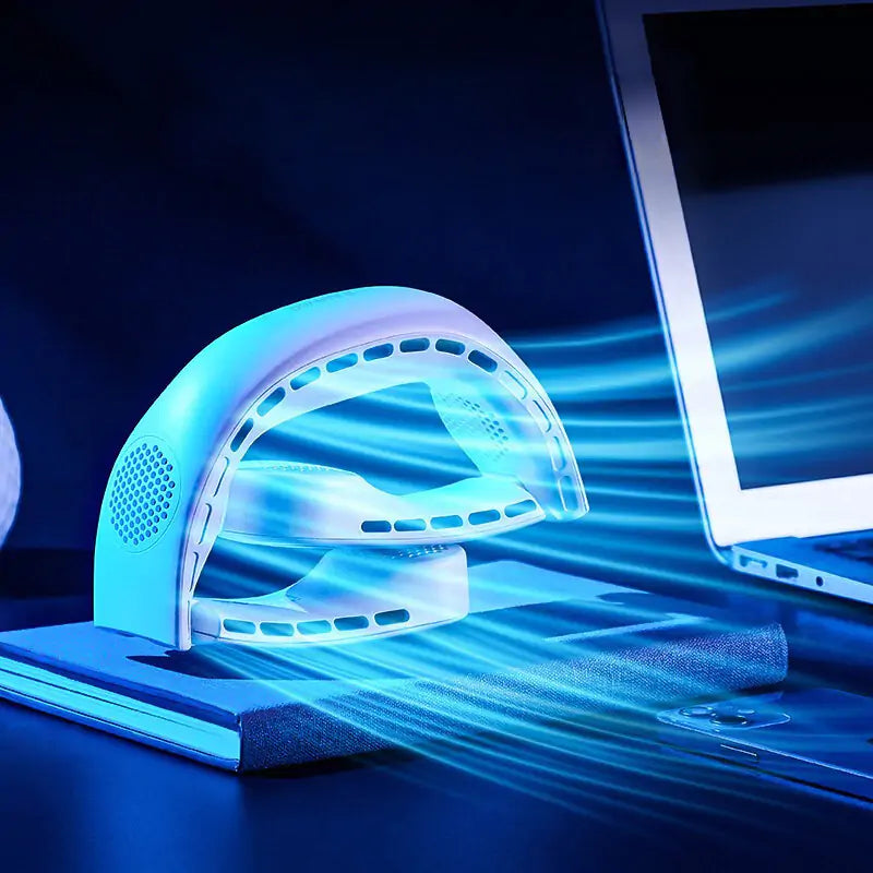Neck Bladeless Fan - Quiet, Hands-Free Cooling with Long-Lasting Battery