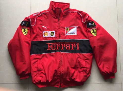 Step into Style with Our Embroidered Casual Zipper Long Sleeve Racing Jacket