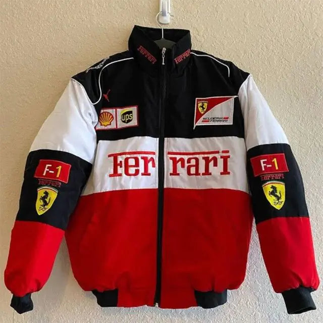 Step into Style with Our Embroidered Casual Zipper Long Sleeve Racing Jacket