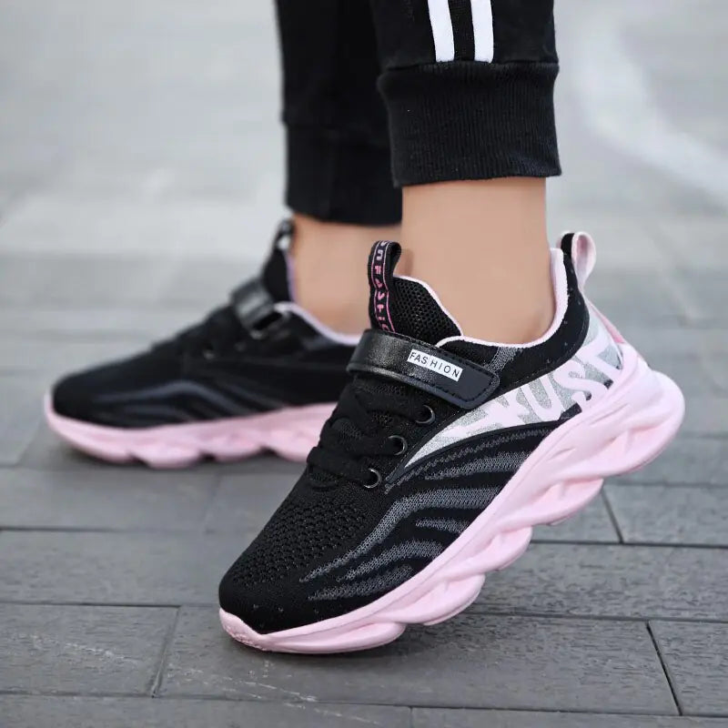 Lace-Up Girls' Breathable Running Shoes - Colorful, Comfortable, and Designed for Active Play