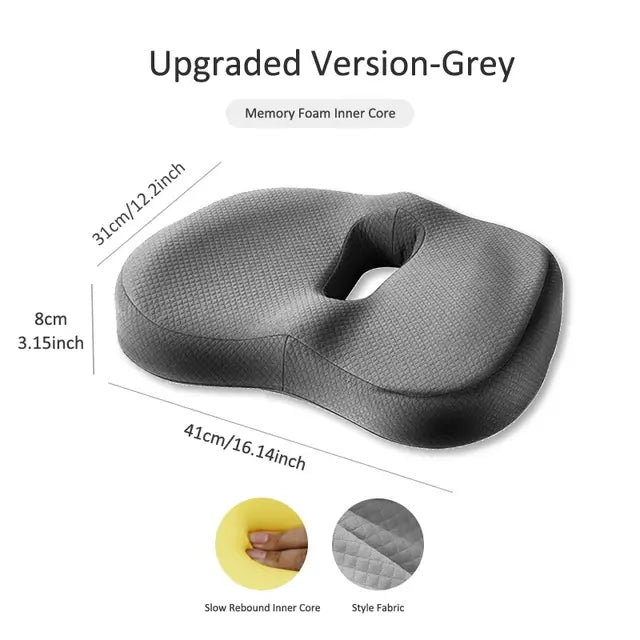 Memory Foam Seat Cushion & Back Support Pillow Set - Orthopedic Ergonomic Comfort