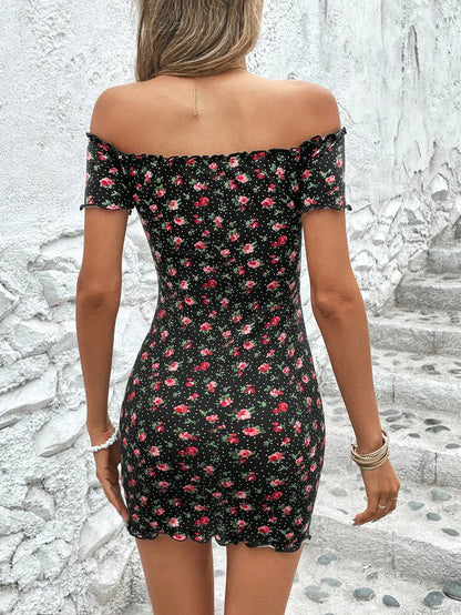 Floral Print Off-Shoulder Bodycon Dress