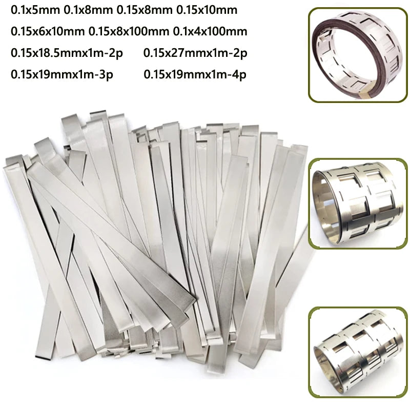 Nickel Strip for Li 18650 Battery Packs - Available in 1-10 Meter Lengths, 1P-4P for Spot Welding Machines