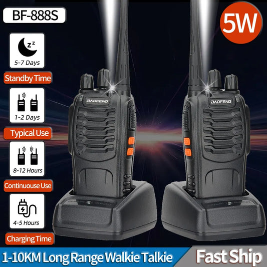Baofeng BF 888S Walkie Talkie Set - 1/2 PCS, UHF 400-470MHz, Long Range Two-Way Ham Radios Transceiver for Hunting and Hotel Use