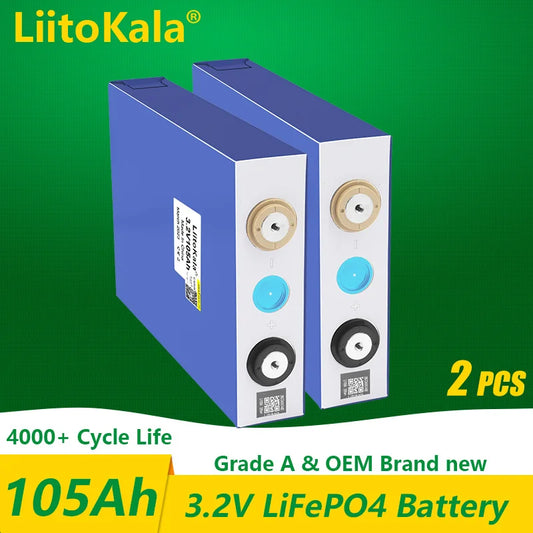 LiitoKala 3.2V LiFePo4 Batteries - Available in 105Ah, 30Ah, 50Ah for DIY 12V Solar Inverters, Electric Vehicles, Golf Carts