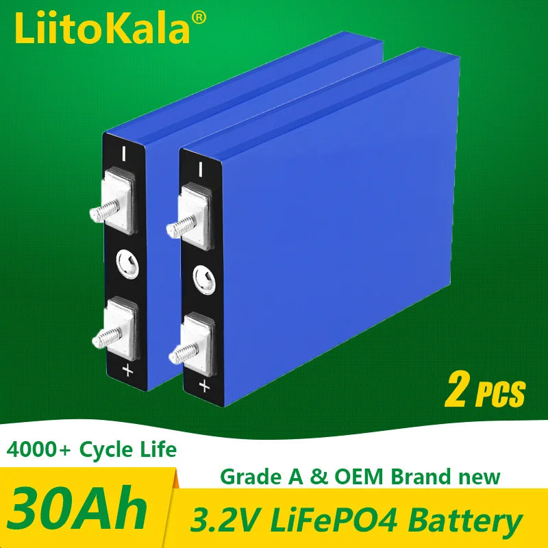 LiitoKala 3.2V LiFePo4 Batteries - Available in 105Ah, 30Ah, 50Ah for DIY 12V Solar Inverters, Electric Vehicles, Golf Carts