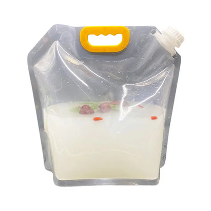 Foldable Beer Bag - Transparent Stand-Up Plastic Beverage Bag in 1.5L, 3L, 5L Sizes for Outdoor Camping and Hiking