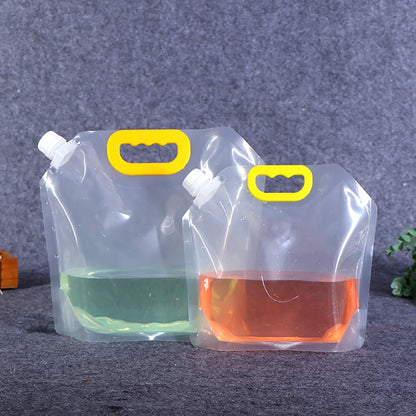 Foldable Beer Bag - Transparent Stand-Up Plastic Beverage Bag in 1.5L, 3L, 5L Sizes for Outdoor Camping and Hiking