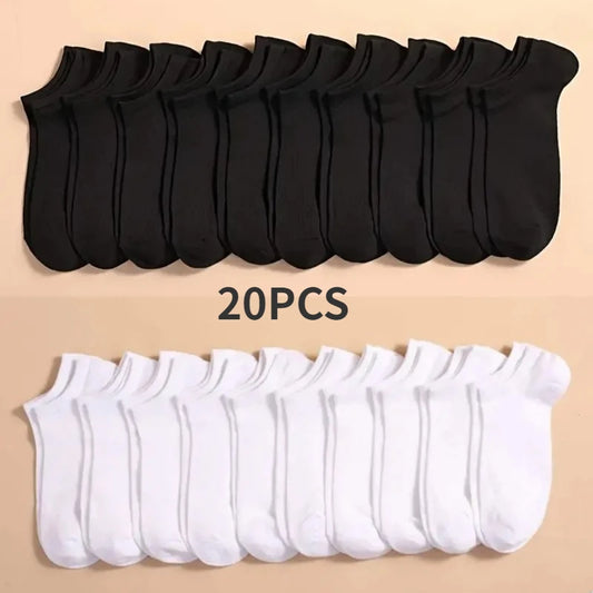 10 Pairs of No-Show Boat Socks for Women and Men - Invisible Low Cut with Silicone Non-Slip, Breathable Summer Ankle Socks in Solid Colors