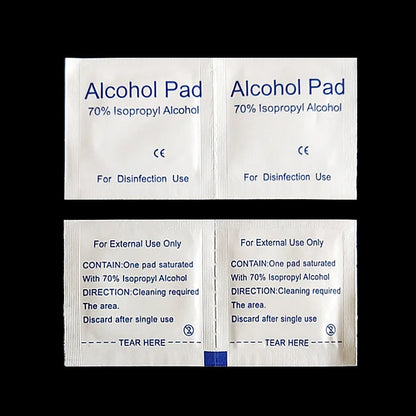 100 PCS Disposable Alcohol Wet Wipe Pads - 70% Alcohol for Antiseptic Cleaning of Skin, Jewelry, Cell Phones, and Disinfection