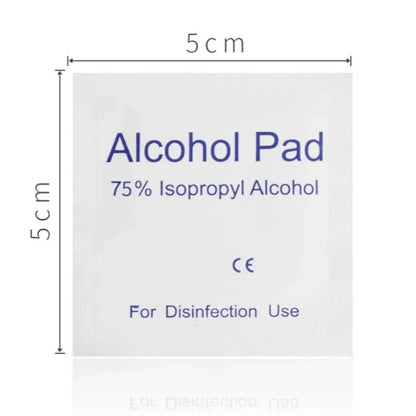 100 PCS Disposable Alcohol Wet Wipe Pads - 70% Alcohol for Antiseptic Cleaning of Skin, Jewelry, Cell Phones, and Disinfection