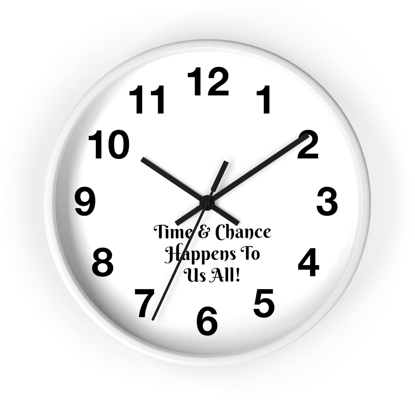 Discover the Timeless Elegance of "Time & Chance Happens To Us All!" Wall Clock