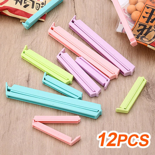 12 PCS Food Snack Package Bag Sealing Clips - Plastic Clips for Kitchen Storage and Organization Accessories