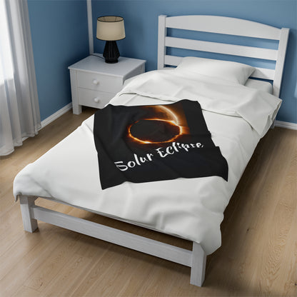 Solar Eclipse Velveteen Blanket: Luxurious Warmth, Cosmic Charm 60" × 80" $59.99