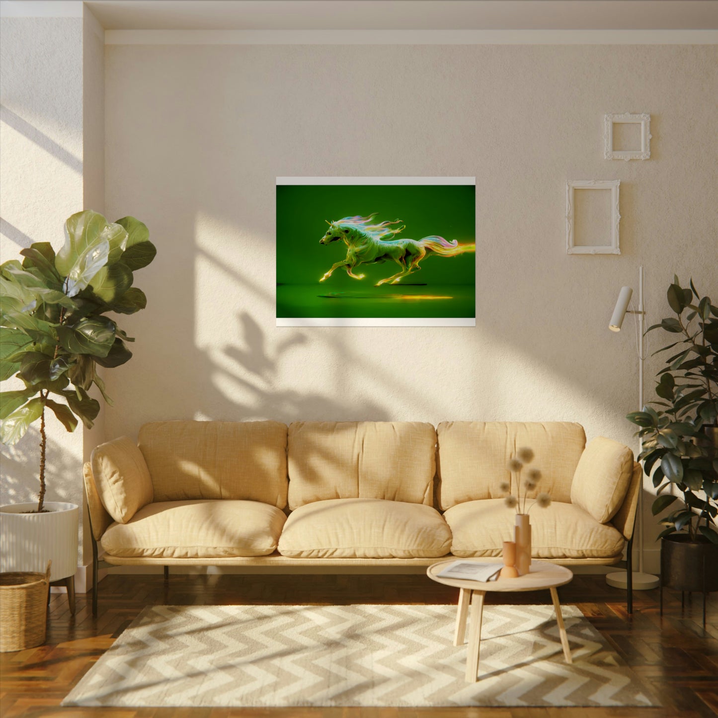 " The Magic Pony " Textured Watercolor Matte Posters Green