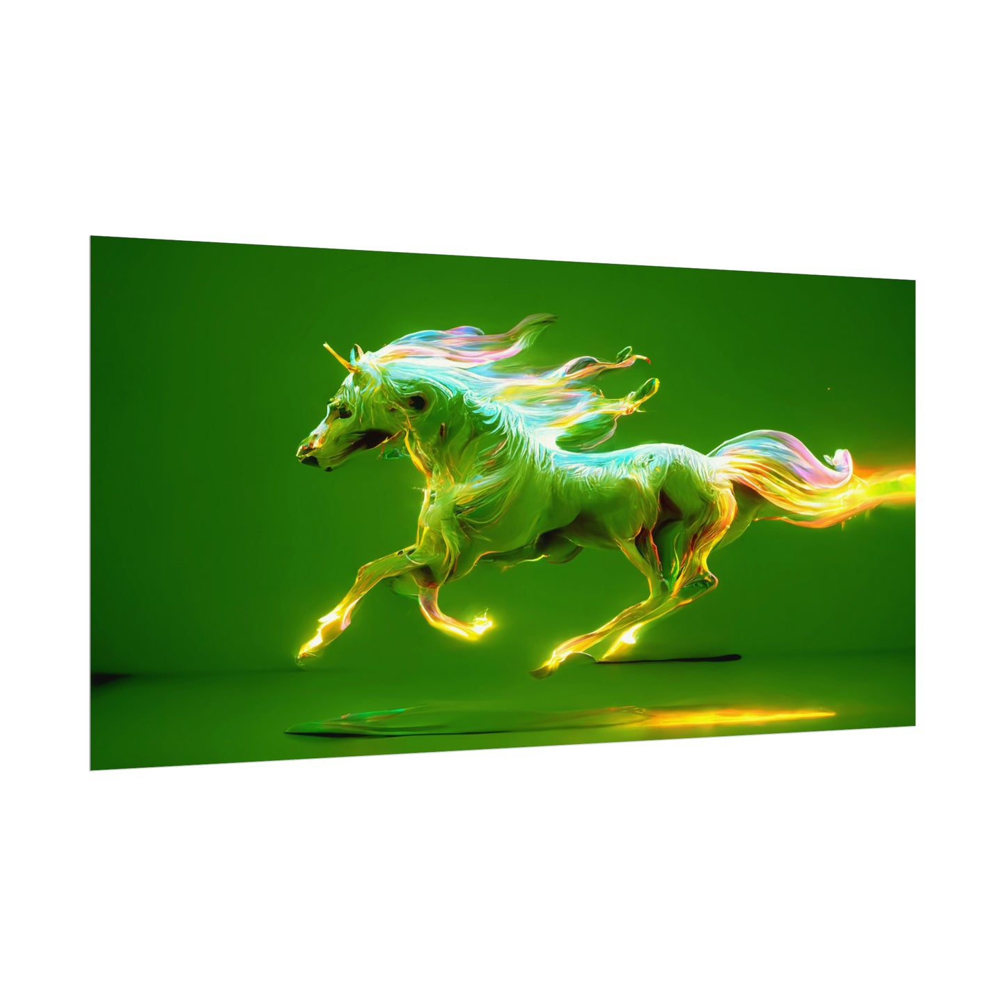 " The Magic Pony " Textured Watercolor Matte Posters Green