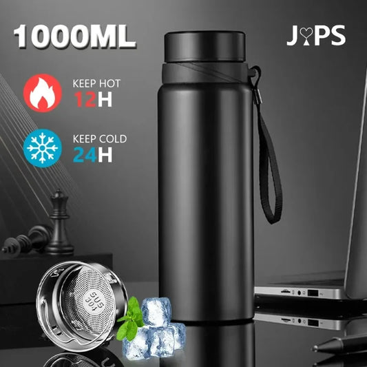 1L Thermal Water Bottle - Stainless Steel Thermos for Water, Tea, Coffee, Keeps Cold and Hot, Vacuum Flask