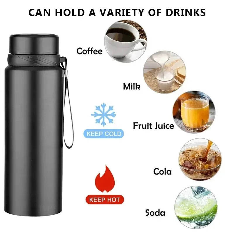 1L Thermal Water Bottle - Stainless Steel Thermos for Water, Tea, Coffee, Keeps Cold and Hot, Vacuum Flask