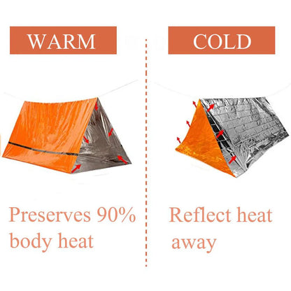 2 Person Emergency Shelter Bivy - Survival Tent Kit with Mylar Tube, Sleeping Bag, Waterproof Outdoor SOS Thermal Blanket, Reusable