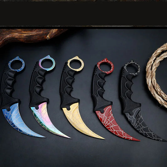 NEW Real Counter Strike Karambit Knife - Fixed Blade with Lore Sheath in Tiger Tooth Rainbow Design, Tactical Survival Hunting Knife