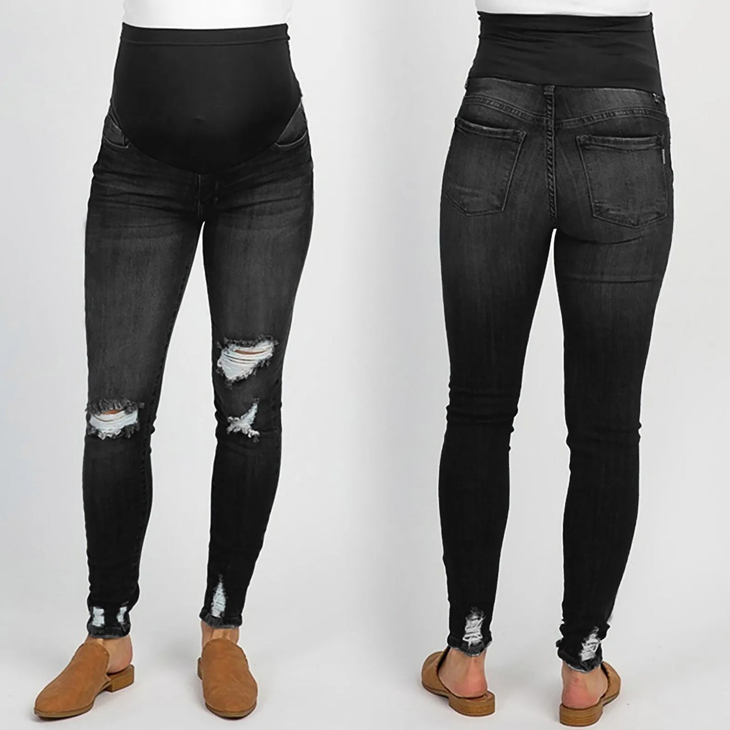 New High Waist Maternity Jeans - Skinny Pencil Pants for Pregnant Women, Ideal for Summer and Autumn