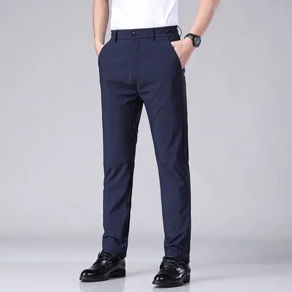 Summer Casual Pants for Men - Thin Business Stretch, Slim Elastic Waist Joggers, Korean Classic Style in Black, Gray, Blue