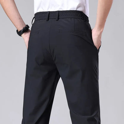 Summer Casual Pants for Men - Thin Business Stretch, Slim Elastic Waist Joggers, Korean Classic Style in Black, Gray, Blue