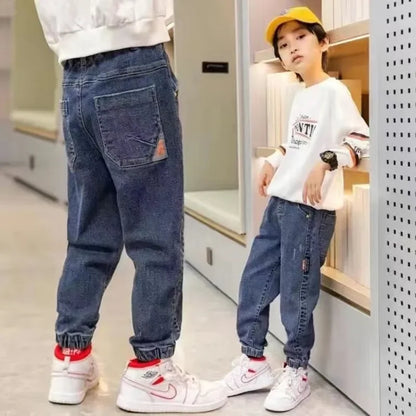 2024 New Kids Boys Jeans - Loose Denim Pants for Fashionable Casual Wear, Ages 4-12