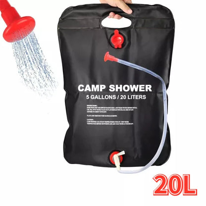 20L Portable Shower Bag with Hose and Plastic Head - Large Capacity for Camping, Outdoor Hiking, and Picnic Washing