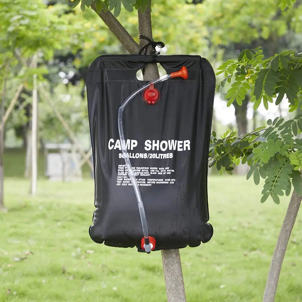 20L Portable Shower Bag with Hose and Plastic Head - Large Capacity for Camping, Outdoor Hiking, and Picnic Washing